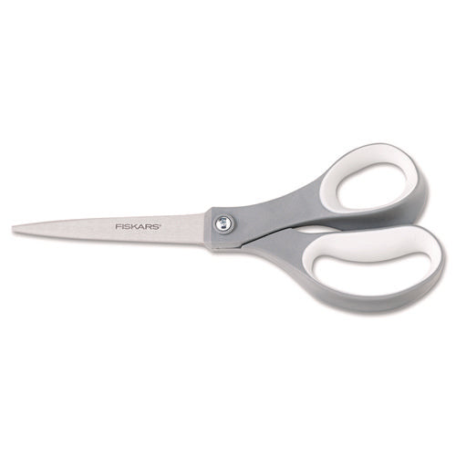 Image of Fiskars® Contoured Performance Scissors, 8" Long, 3.13" Cut Length, Straight Gray Softgrip Handle