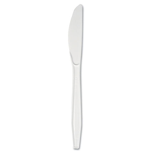Image of Boardwalk® Mediumweight Polystyrene Cutlery, Knife, Plastic, White, 100/Box, 10 Boxes/Carton