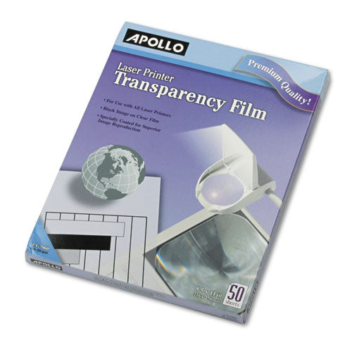 Image of Apollo® Laser Transparency Film, 8.5 X 11, Black On Clear, 50/box