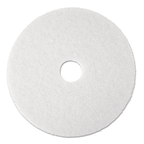 Image of 3M Low-Speed Super Polishing Floor Pads 4100, 19" Diameter, White, 5/carton