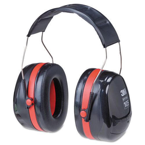 Image of 3M PELTOR OPTIME 105 High Performance Ear Muffs H10A, 30 dB NRR, Black/Red
