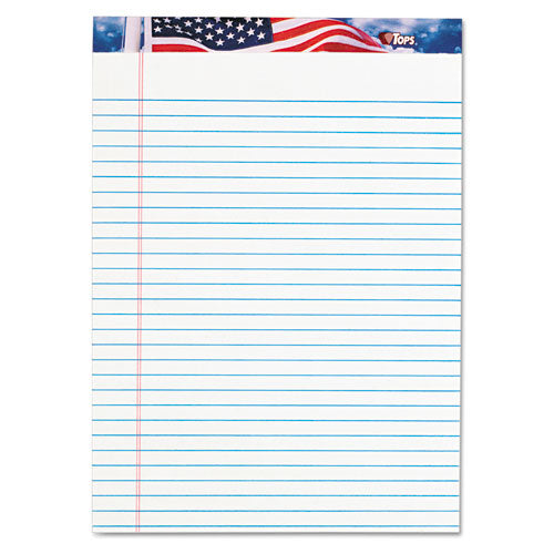 Image of TOPS American Pride Writing Pad, Wide/legal Rule, Red/white/blue Headband, 50 White 8.5 X 11.75 Sheets, 12/pack