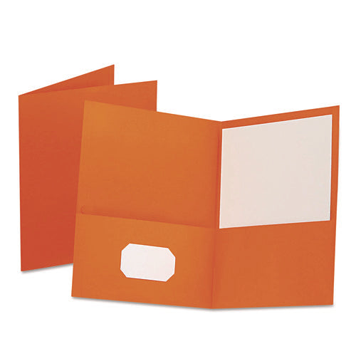 Image of Oxford Twin-Pocket Folder, Embossed Leather Grain Paper, 0.5" Capacity, 11 X 8.5, Orange, 25/box