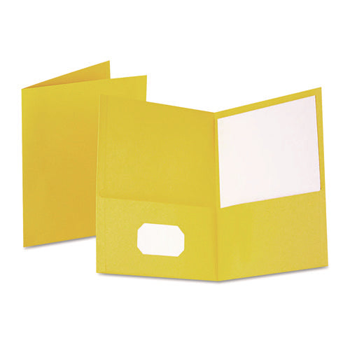 Image of Oxford Twin-Pocket Folder, Embossed Leather Grain Paper, 0.5" Capacity, 11 X 8.5, Yellow, 25/box