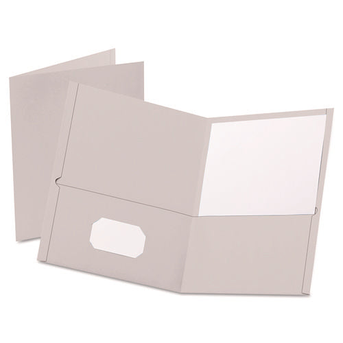 Image of Oxford Twin-Pocket Folder, Embossed Leather Grain Paper, 0.5" Capacity, 11 X 8.5, Gray, 25/box