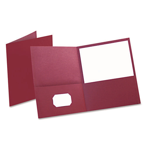 Image of Oxford Twin-Pocket Folder, Embossed Leather Grain Paper, 0.5" Capacity, 11 X 8.5, Burgundy, 25/box