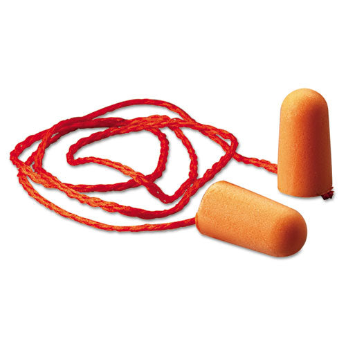 Image of 3M Foam Single-Use Earplugs, Corded, 29nrr, Orange, 100 Pairs