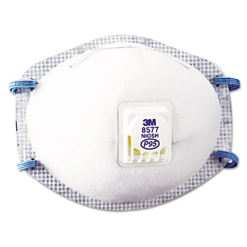 Image of 3M Particulate Respirator 8577, P95, One Size Fits All, 10/Box
