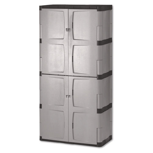 Image of Rubbermaid® Double-Door Storage Cabinet - Base/top, 36w X 18d X 72h, Gray/black