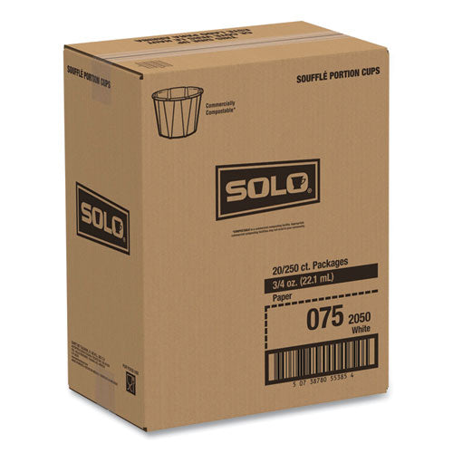 Image of SOLO® Paper Portion Cups, 0.75 oz, White, 250/Bag, 20 Bags/Carton