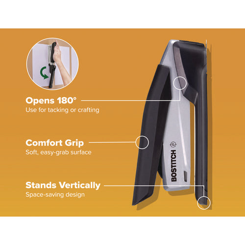 Image of Bostitch® InPower One-Finger Eco-Friendly Desktop Stapler, 25-Sheet Capacity, Black/Gray