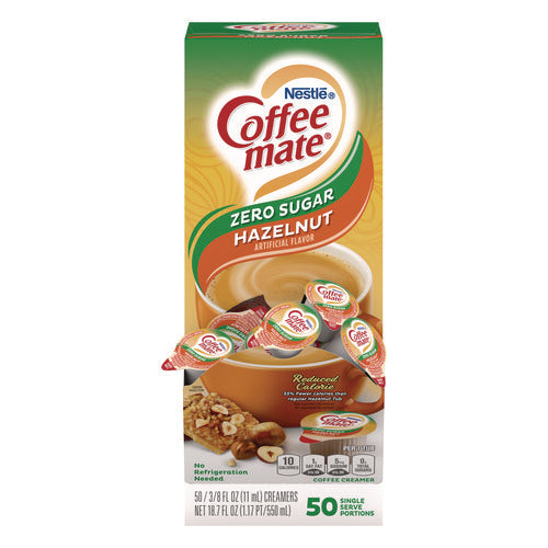 Image of Coffee mate® Liquid Coffee Creamer, Zero Sugar Hazelnut, 0.38 oz Mini Cups, 50/Box