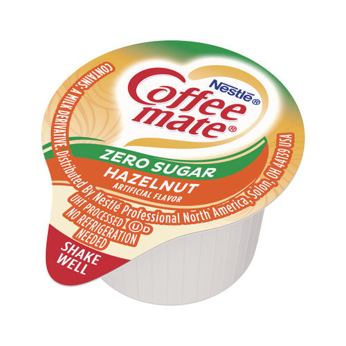 Image of Coffee mate® Liquid Coffee Creamer, Zero Sugar Hazelnut, 0.38 oz Mini Cups, 50/Box, 4 Boxes/Carton