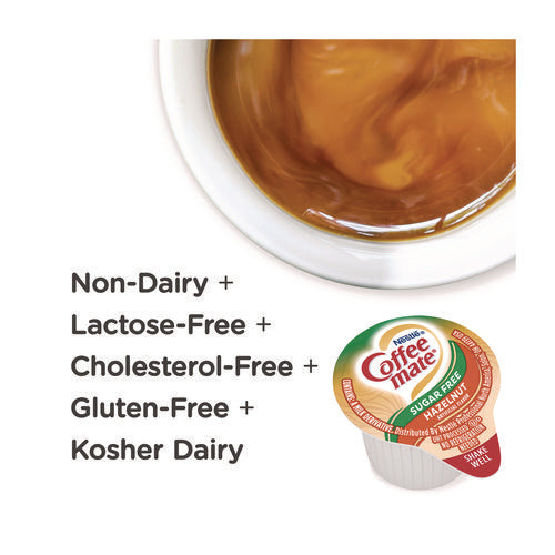 Image of Coffee mate® Liquid Coffee Creamer, Zero Sugar Hazelnut, 0.38 oz Mini Cups, 50/Box, 4 Boxes/Carton