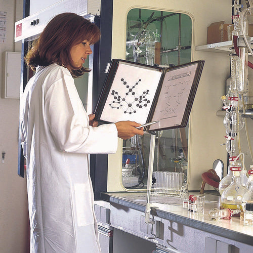 Image of djois® by Tarifold Wall Unit Reference Starter Set with Antimicrobial Display Pockets, 10 Panels with Black Borders, White Base