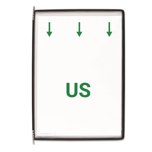 Image of djois® by Tarifold Wall Unit Reference Starter Set with Antimicrobial Display Pockets, 10 Panels with Black Borders, White Base