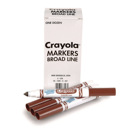 Image of Crayola® Broad Line Washable Markers, Broad Bullet Tip, Brown, 12/box