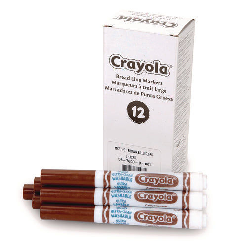 Image of Crayola® Broad Line Washable Markers, Broad Bullet Tip, Brown, 12/box