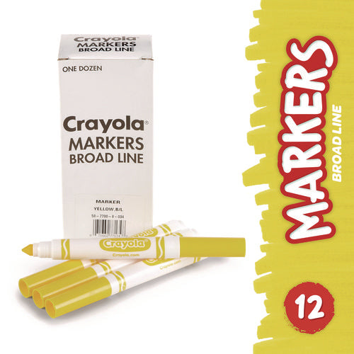 Image of Crayola® Broad Line Washable Markers, Broad Bullet Tip, Yellow, 12/box