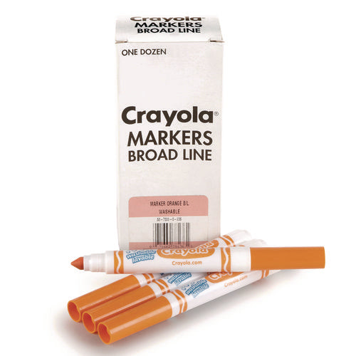 Image of Crayola® Broad Line Washable Markers, Broad Bullet Tip, Orange, 12/box
