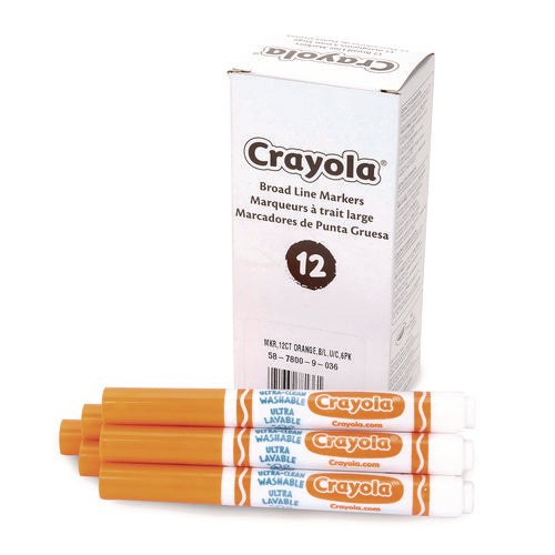 Image of Crayola® Broad Line Washable Markers, Broad Bullet Tip, Orange, 12/box