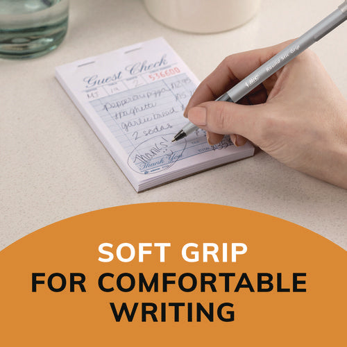 Image of BIC® Round Stic Grip Xtra Comfort Ballpoint Pen, Stick, Fine 0.8 Mm, Black Ink, Gray/black Barrel, Dozen