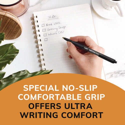 Image of BIC® Soft Feel Ballpoint Pen Value Pack, Retractable, Medium 1 Mm, Black Ink, Black Barrel, 36/pack