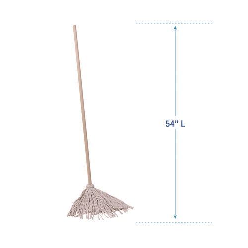 Image of Boardwalk® Handle/Deck Mops, #20 White Cotton Head, 54" Natural Wood Handle