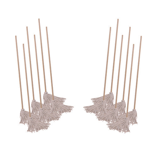 Image of Boardwalk® Handle/Deck Mops, #20 White Cotton Head, 54" Natural Wood Handle