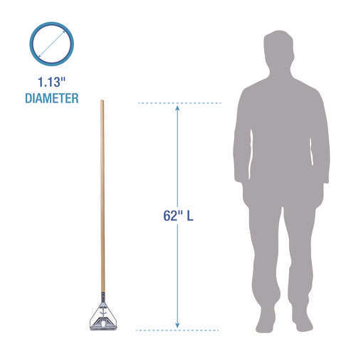 Image of Boardwalk® Quick Change Metal Head Mop Handle for No. 20 and Up Heads, 62" Wood Handle