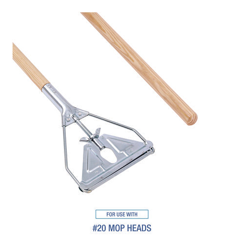Image of Boardwalk® Quick Change Metal Head Mop Handle for No. 20 and Up Heads, 62" Wood Handle