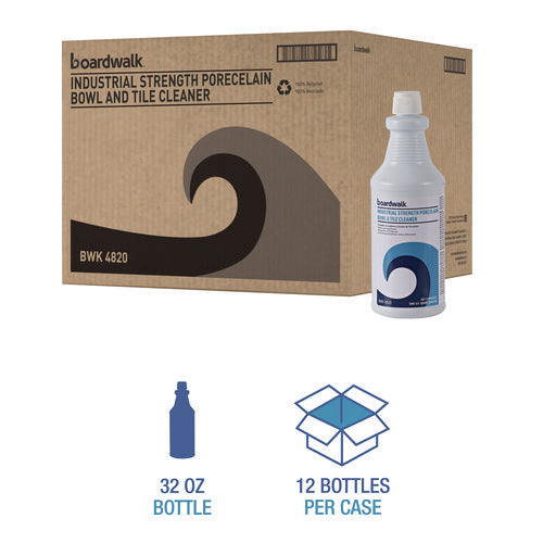 Image of Boardwalk® Industrial Strength RTU Porcelain Bowl and Tile Cleaner, Floral Scent, 32 oz Bottle, 12/Carton