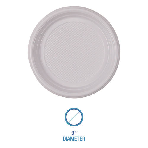 Image of Boardwalk® Hi-Impact Plastic Dinnerware, Plate, 9" Dia, White, 500/carton