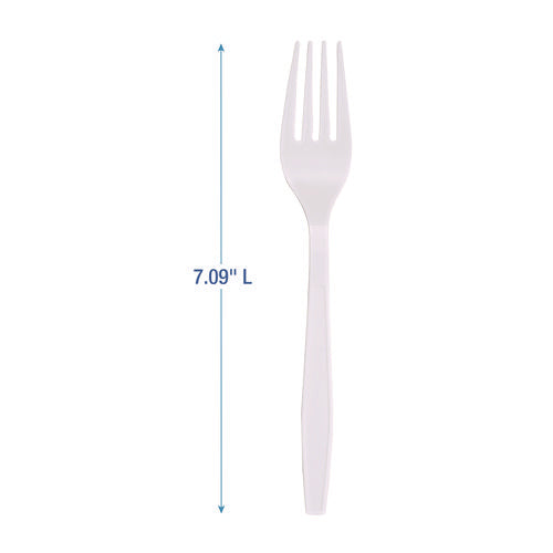 Image of Boardwalk® Heavyweight Polypropylene Cutlery, Fork, Plastic, White, 1,000/Carton