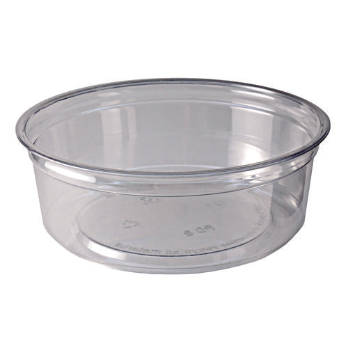 Image of Fabri-Kal® Recycleware Round Deli Container, 8 oz, 4.6" Diameter x 1.7" h, Clear, Plastic, 500/Carton