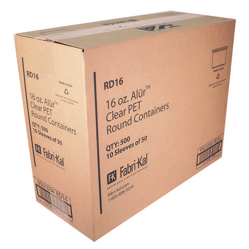 Image of Fabri-Kal® Recycleware Round Deli Container, 16 oz, 4.6" Diameter x 3" h, Clear, Plastic, 500/Carton