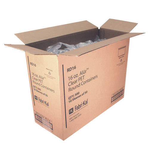 Image of Fabri-Kal® Recycleware Round Deli Container, 16 oz, 4.6" Diameter x 3" h, Clear, Plastic, 500/Carton