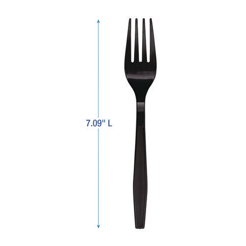 Image of Boardwalk® Heavyweight Polypropylene Cutlery, Fork, Plastic, Black, 1,000/Carton