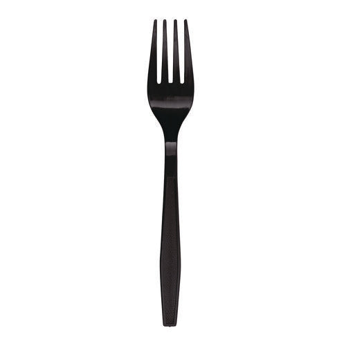 Image of Boardwalk® Heavyweight Polypropylene Cutlery, Fork, Plastic, Black, 1,000/Carton