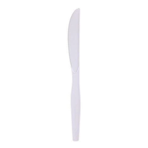 Image of Boardwalk® Mediumweight Polystyrene Cutlery, Knife, Plastic, White, 100/Box, 10 Boxes/Carton
