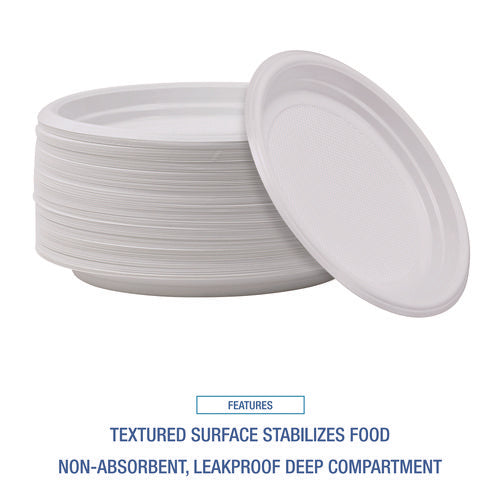 Image of Boardwalk® Hi-Impact Plastic Dinnerware, Plate, 9" Dia, White, 500/carton