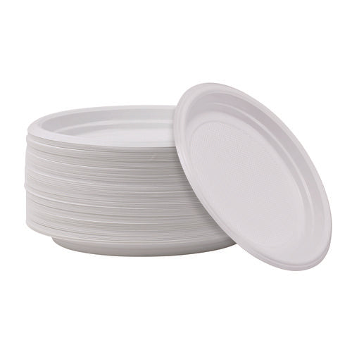 Image of Boardwalk® Hi-Impact Plastic Dinnerware, Plate, 9" Dia, White, 500/carton
