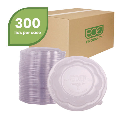Image of Eco-Products® Renewable and Compostable Lids, Fits 24, 32 and 48 oz Salad Bowls, Clear, Plastic, 300/Carton