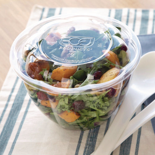 Image of Eco-Products® Salad Bowls, 48 oz, 6.69" Diameter x 4.38" h, Clear, Plastic, 300/Carton