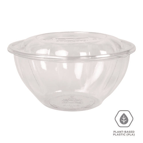Image of Eco-Products® Renewable and Compostable Salad Bowls with Lids, 32 oz, Clear, Plastic, 50/Pack, 3 Packs/Carton