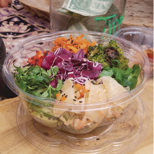 Image of Eco-Products® Renewable and Compostable Salad Bowls with Lids, 32 oz, Clear, Plastic, 50/Pack, 3 Packs/Carton