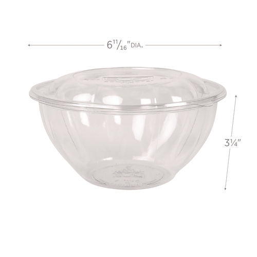 Image of Eco-Products® Renewable and Compostable Salad Bowls with Lids, 32 oz, Clear, Plastic, 50/Pack, 3 Packs/Carton