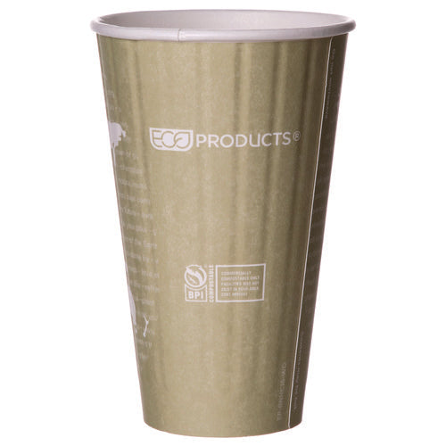 Image of Eco-Products® World Art Renewable and Compostable Insulated Hot Cups, 16 oz, Paper, Brown/White, 40/Pack, 15 Packs/Carton