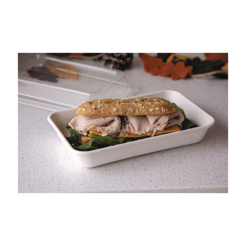 Image of Eco-Products® Vanguard Worldview Renewable and Compostable Sugarcane Take-Out Containers, 10.47 x 10.47 x 1.76, White, 200/Carton