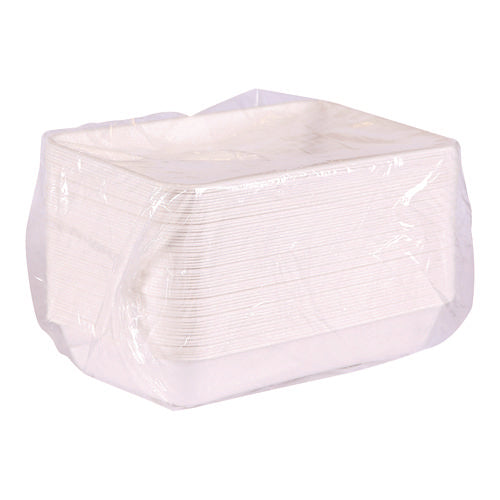 Image of Eco-Products® Vanguard Worldview Renewable and Compostable Sugarcane Take-Out Containers, 10.47 x 10.47 x 1.76, White, 200/Carton
